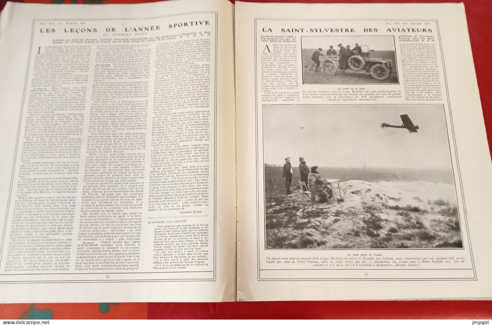 La Vie Au Grand Air N°590 Jan 1910 Avions Coupe Michelin Farman Jacques De Lesseps Delagrange Vélo Six Jours Berlin Rutt - 1900 - 1949