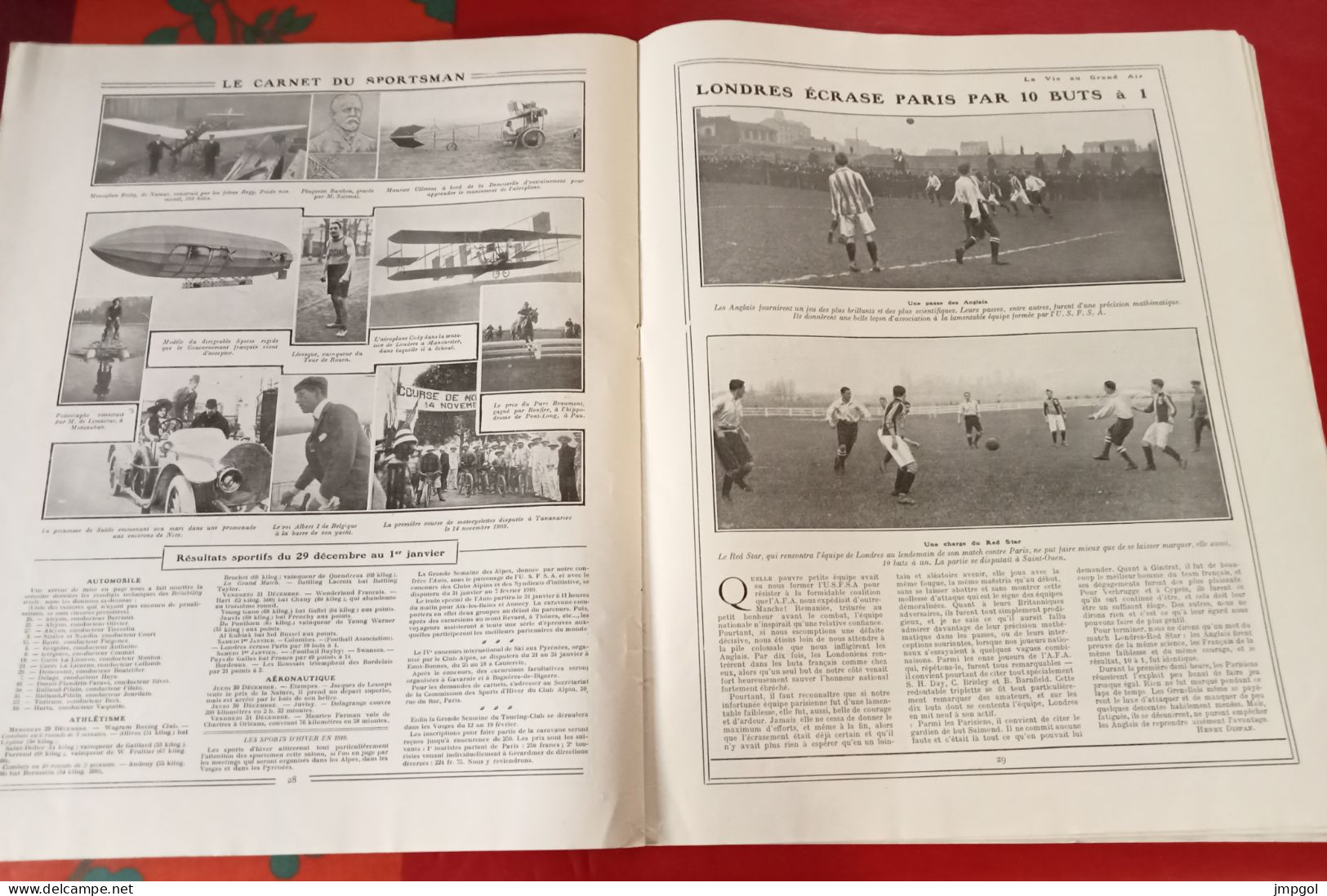 La Vie au Grand Air n°590 Jan 1910 Avions Coupe Michelin Farman Jacques de Lesseps Delagrange vélo six jours Berlin Rutt