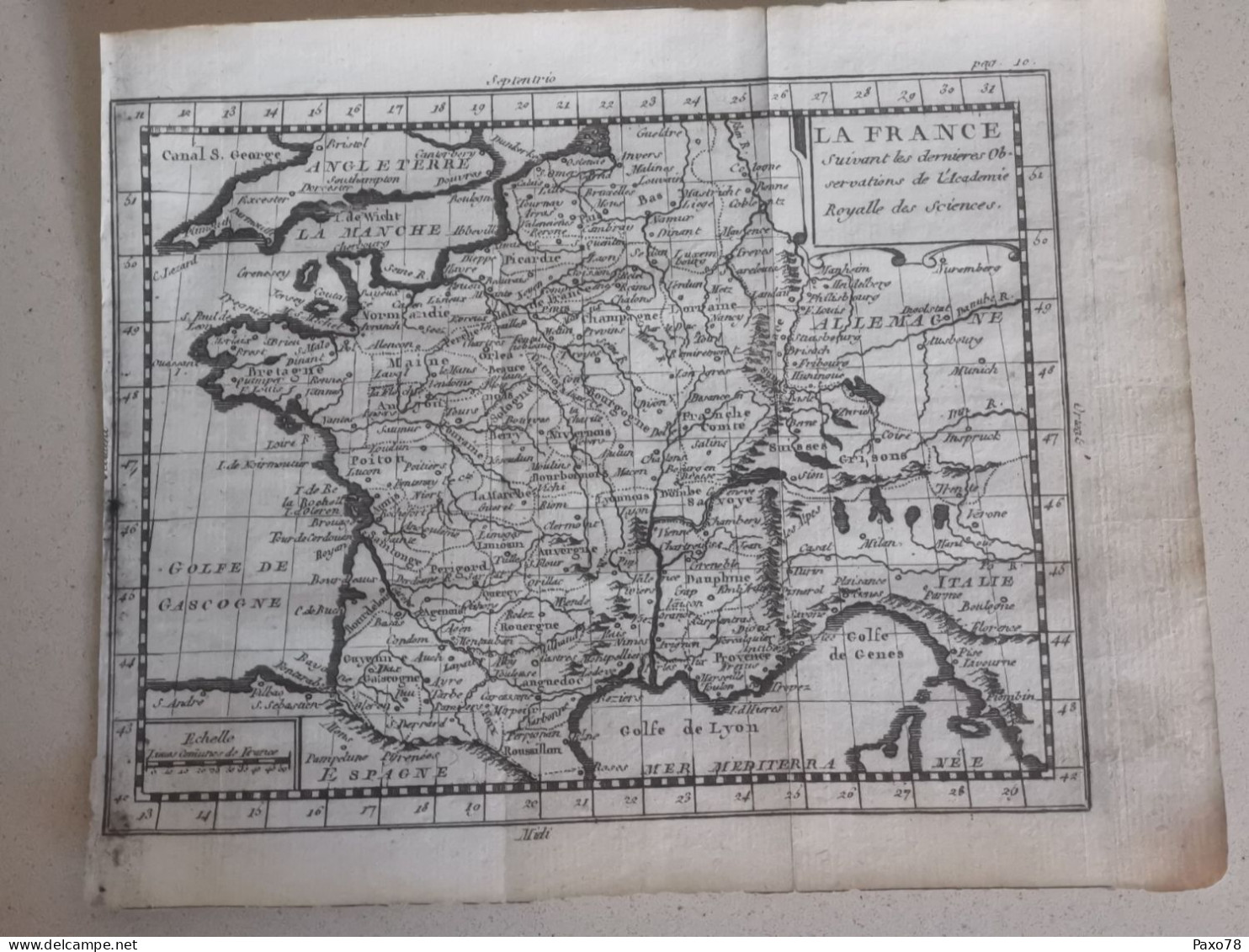 Carte Géographique, France , 1760, Sorti Do Livre Géographie Universelle. 20x15 - Cartes Géographiques
