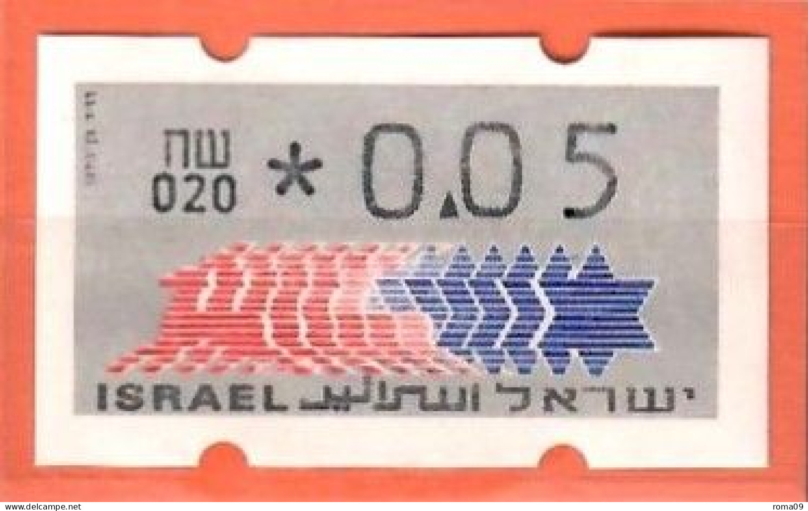 Israel, ATM (Klüssendorf); MiNr. 3; 0,05 NIS; Postfrisch, Automaten Nr. 020; A-2671 - Viñetas De Franqueo (Frama)