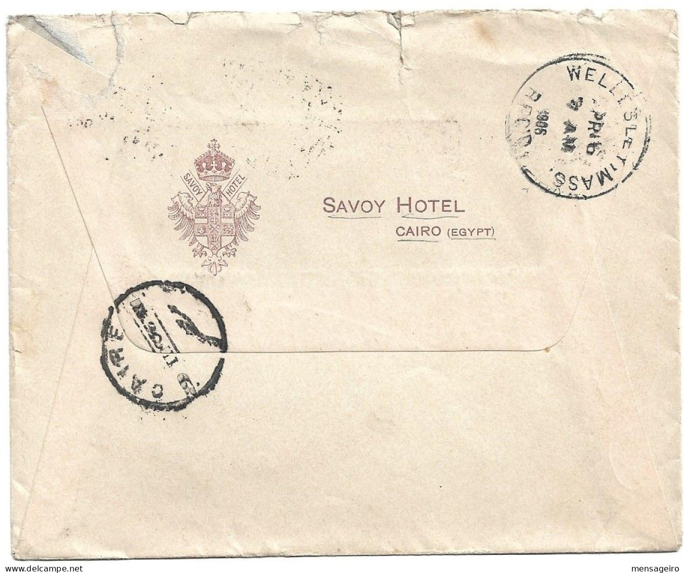 (C04) COVER WITH 1P. STAMP - CAIRO / POST-OFFICE / SAVOY-HOTEL => USA 1906 - 1866-1914 Ägypten Khediva