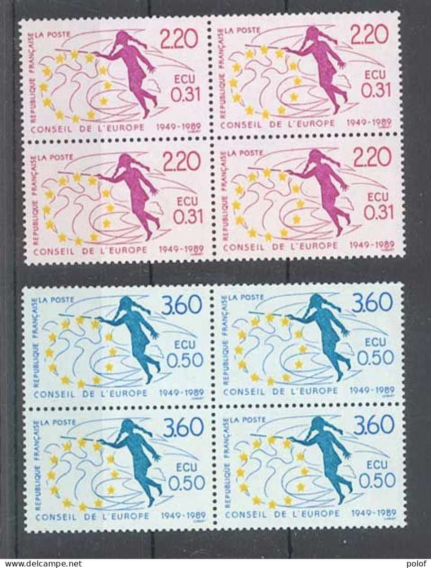 TIMBRE DE SERVICE - Conseil De L' Europe - 2 Blocs De 4 Timbres - Yvert 100-101 - Neuf Sans Trace De Charnière - Mint/Hinged