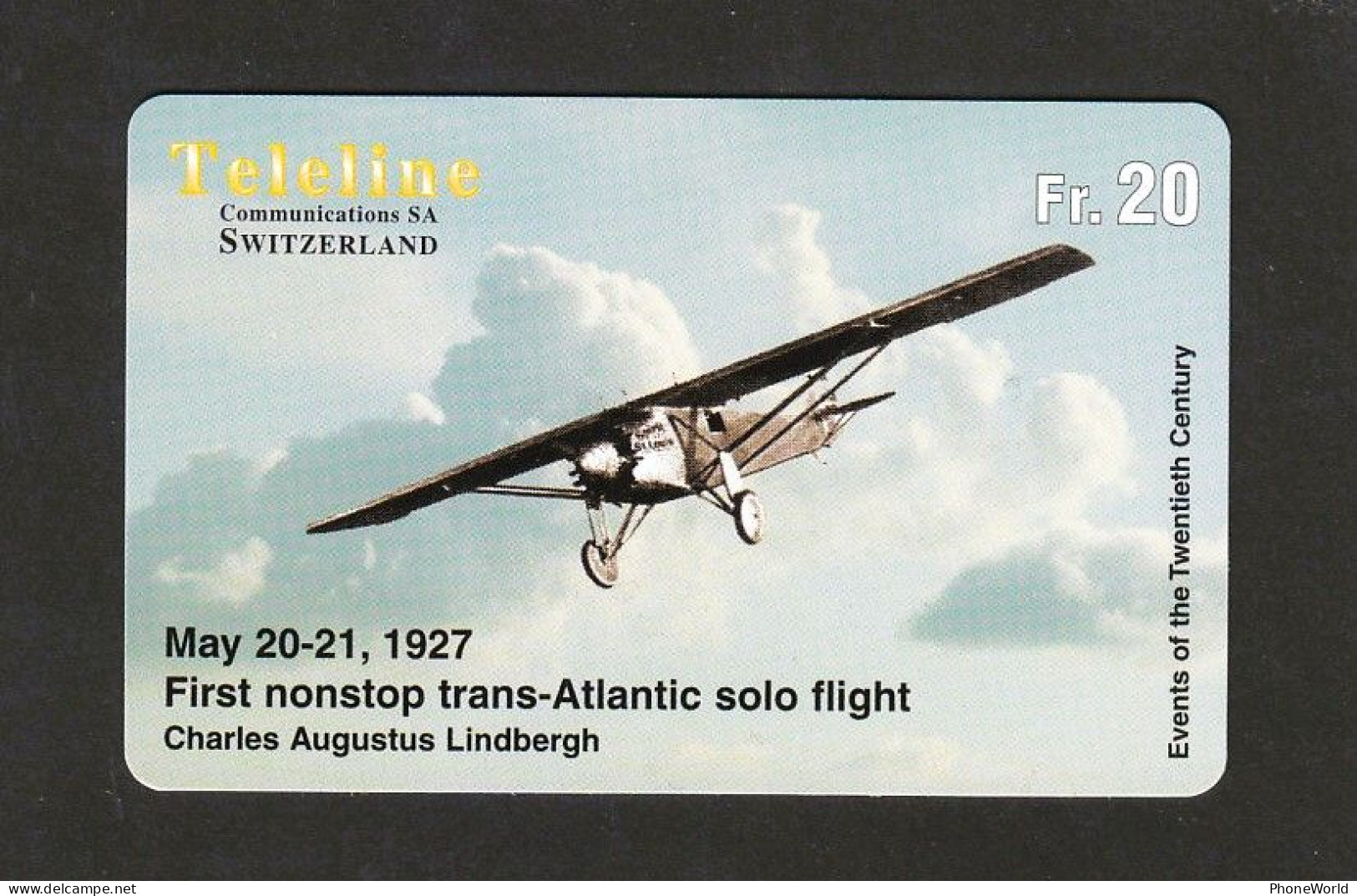 Swiss, Teleline, Nonstop Trans-Atlantic Flight, Lindbergh - Svizzera