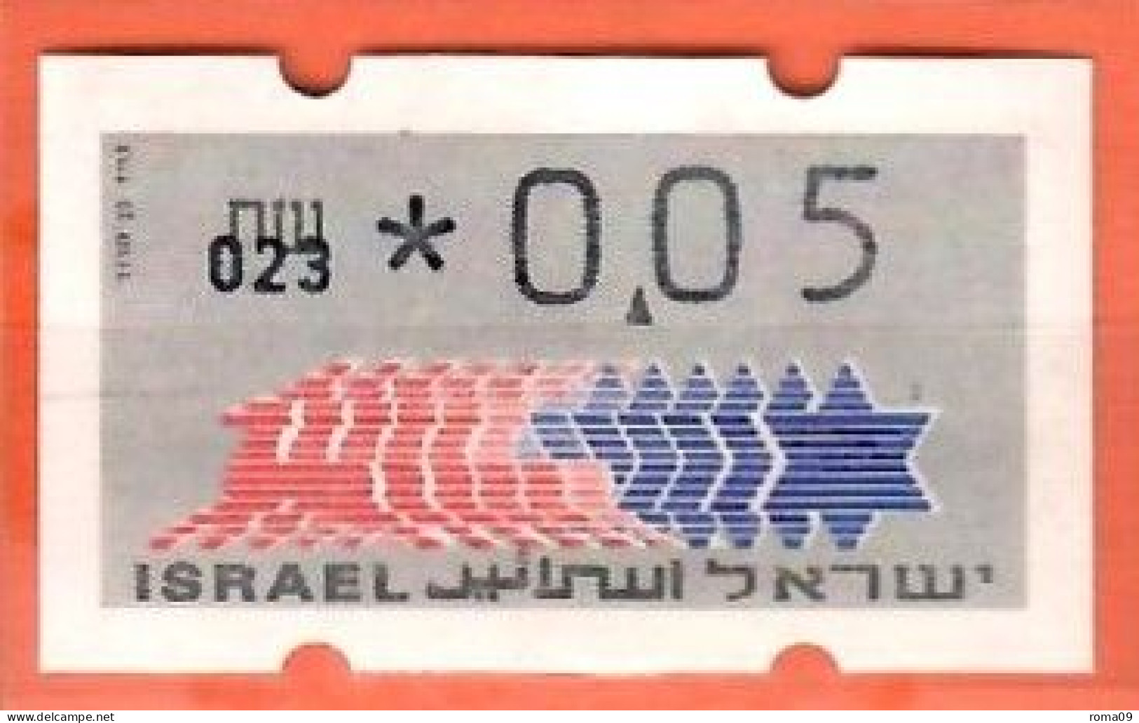 Israel, ATM (Klüssendorf); MiNr. 3; 0,05 NIS; Postfrisch, Automaten Nr. 023; A-2673 - Frankeervignetten (Frama)