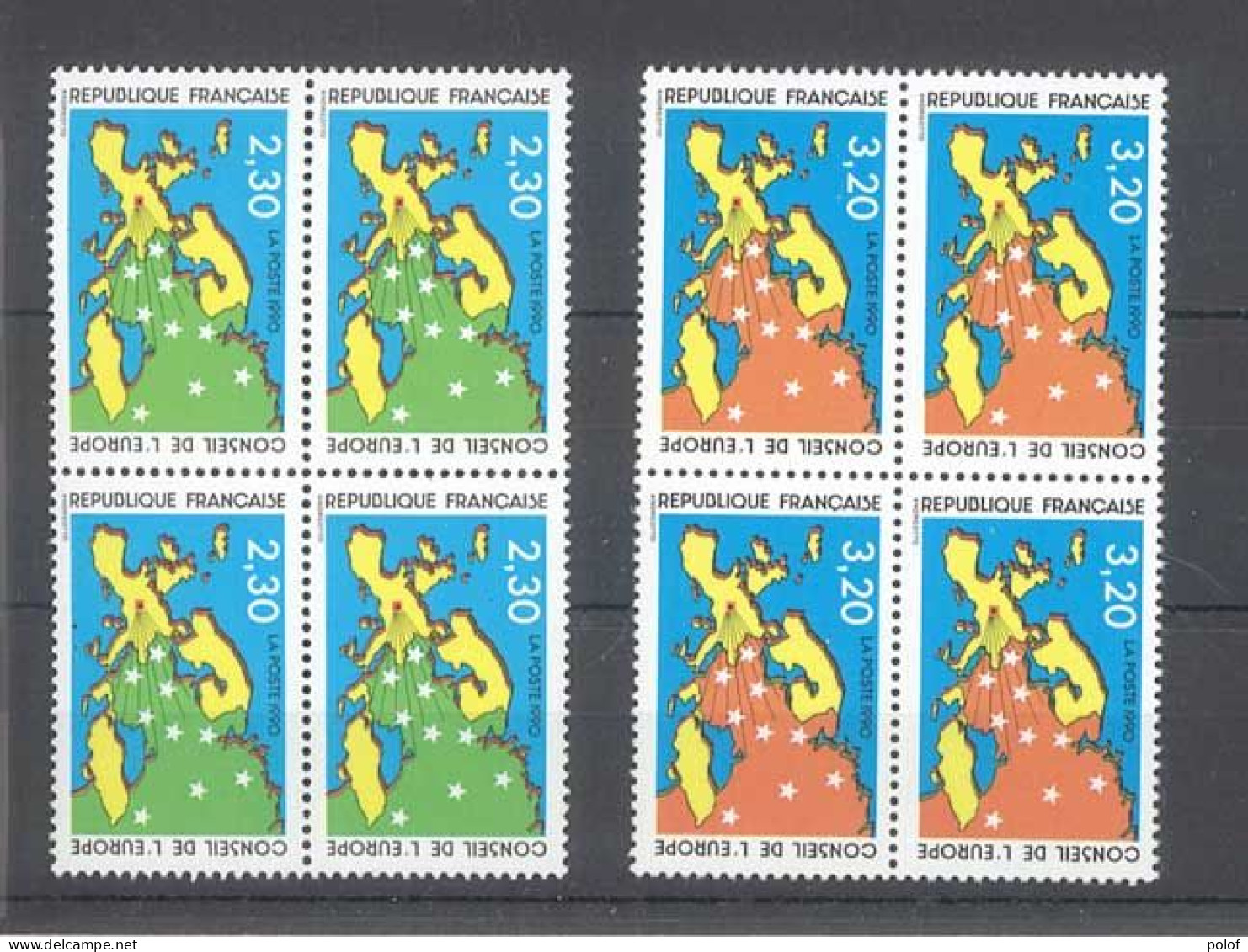 TIMBRE DE SERVICE - Conseil De L' Europe  - 2 Blocs De 4 Timbres - Yvert 104-105 - Neuf Sans Trace De Charnière - Ongebruikt