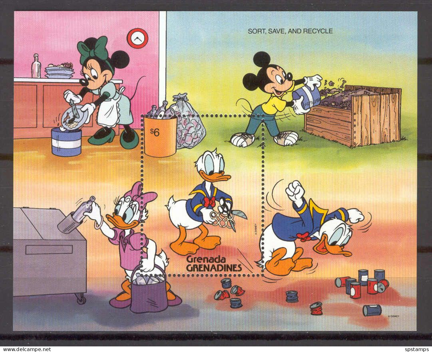 Disney Grenada Gr 1991 Sort, Save And Recycle MS MNH - Disney