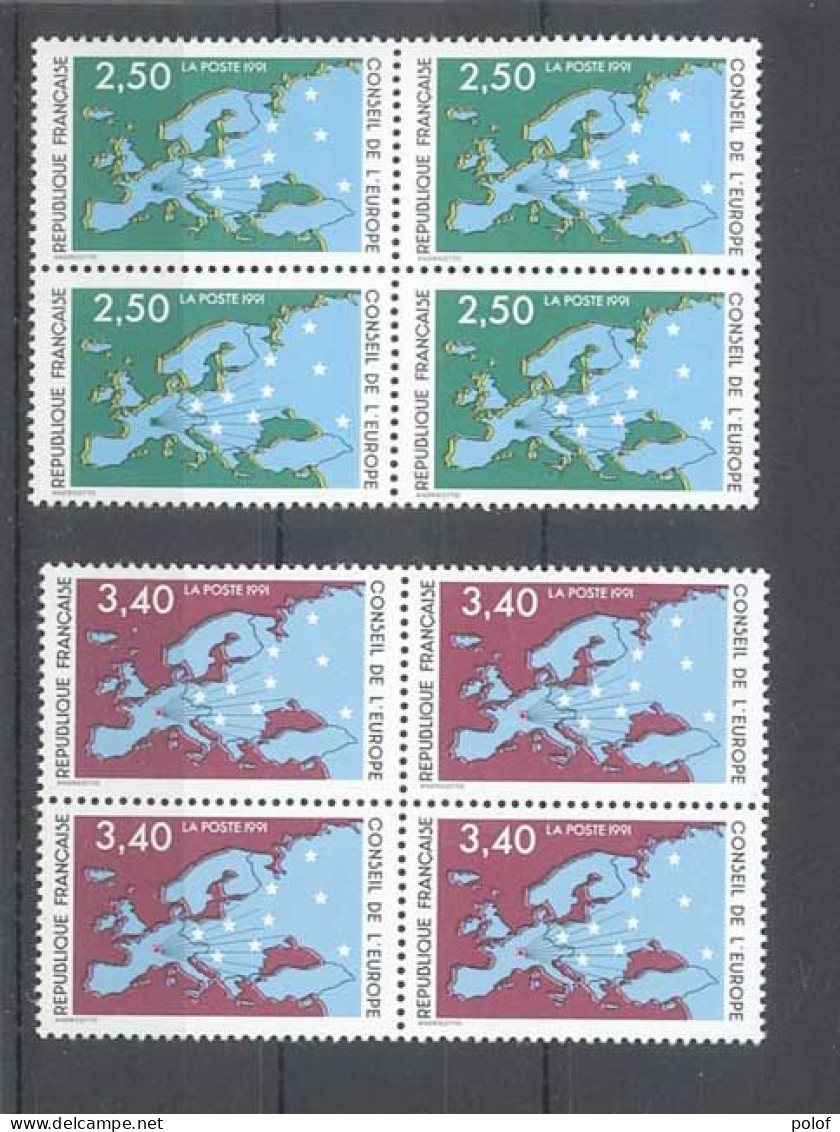 TIMBRE DE SERVICE - Conseil De L' Europe  - 2 Blocs De 4 Timbres - Yvert 106-107 - Neuf Sans Trace De Charnière - Ungebraucht