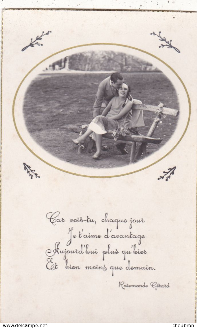 COUPLES. CARTE FANTAISIE. COUPLE EN MEDAILLON  " JE T'AIME DAVANTAGE AUJOURD'HUI PLUS QU'HIER..... ".  + TEXTE NOV 1939 - Couples