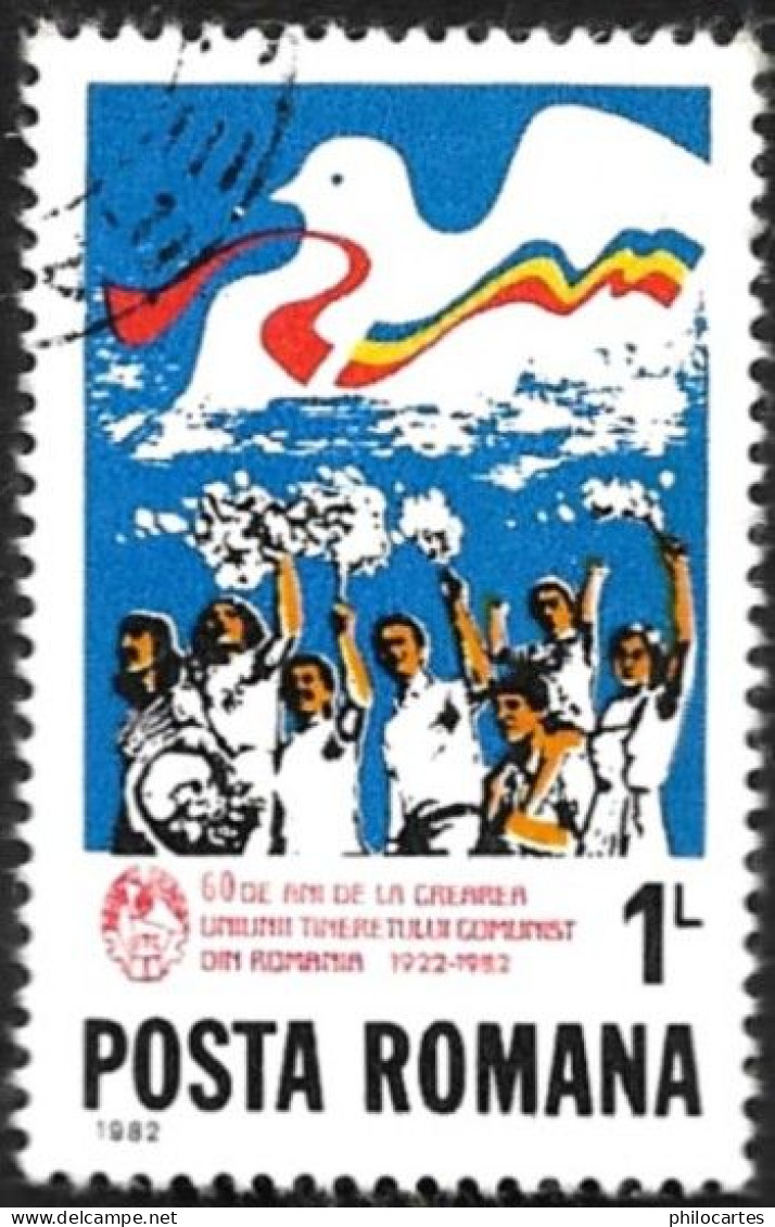 ROUMANIE 1982 - YT 3382 -  Colombe  Jeunesses Communistes  - Oblitéré - Usado