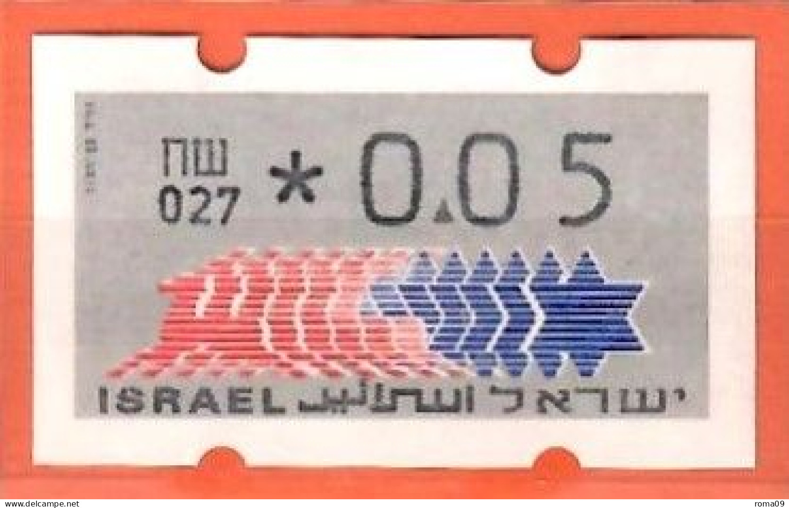 Israel, ATM (Klüssendorf); MiNr. 3; 0,05 NIS; Postfrisch, Automaten Nr. 027; A-2684 - Vignettes D'affranchissement (Frama)