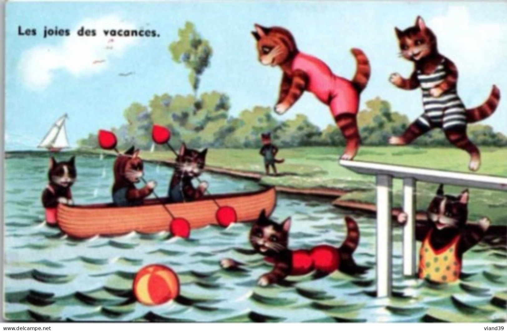 " Les Joies Des Vacances "   Chats - Contemporary (from 1950)