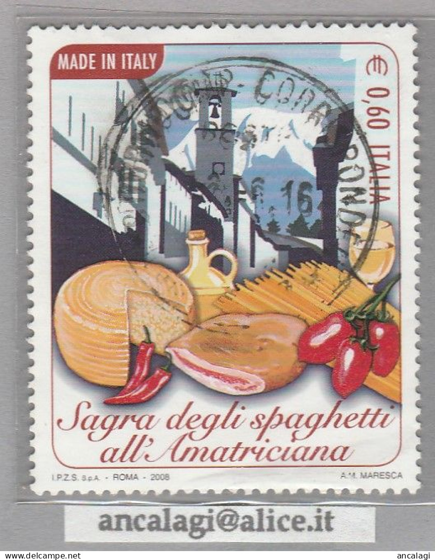 USATI ITALIA 2008 - Ref.1100A "MADE IN ITALY: Spaghetti All'Amatriciana" 1 Val. - - 2001-10: Usati