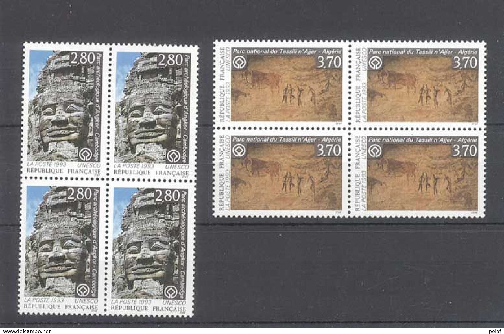 TIMBRE DE SERVICE -Unesco  - 2 Blocs De 4 Timbres - Yvert 110-111 - Neuf Sans Trace De Charnière - Mint/Hinged