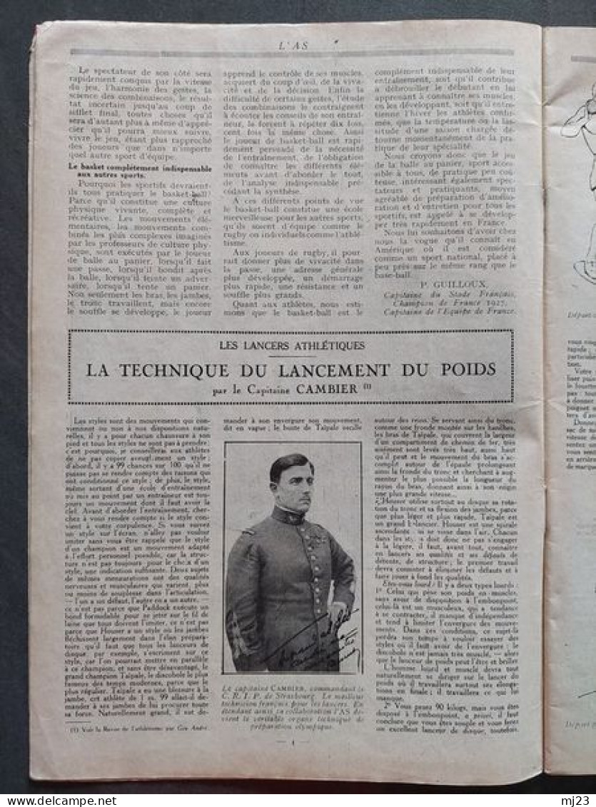 Revue L'As Septembre 1927 N°7 Tous Les Sports - 1900 - 1949