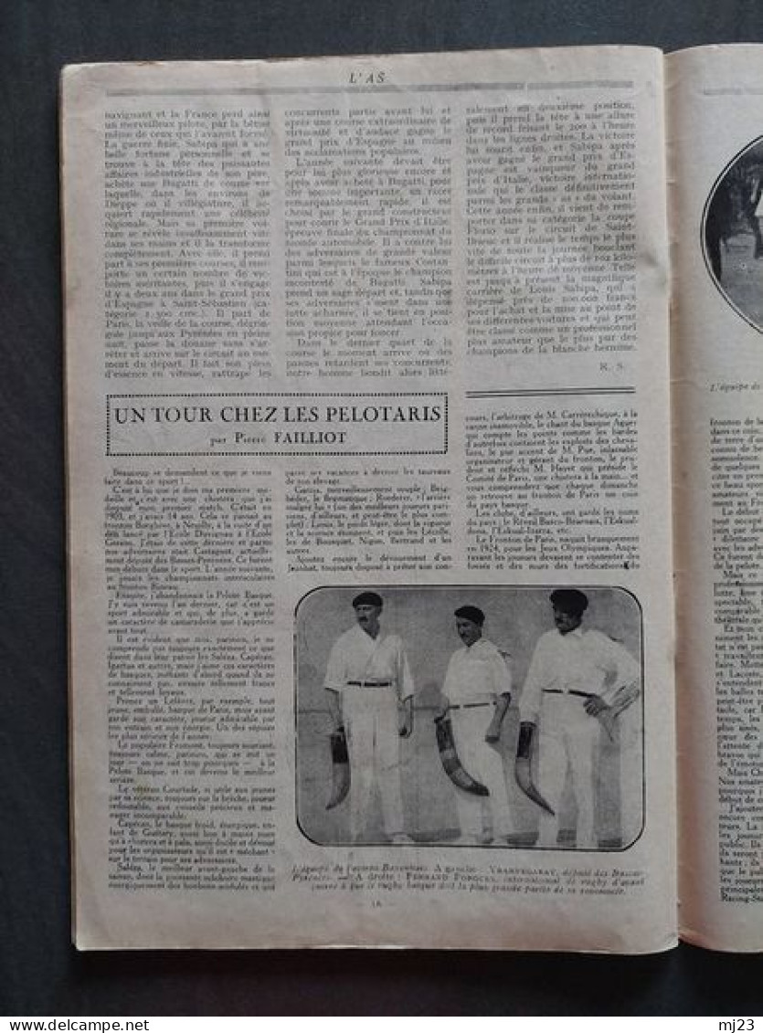 Revue l'As Septembre 1927 n°7 Tous les sports