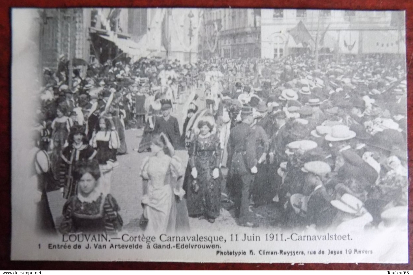 Cpa Louvain ; Cortège Carnavalesque 11.06.1911 - Carnavalstoet - Entrée De J. Van Artvelde à Gand-Edelvrouwen - Leuven