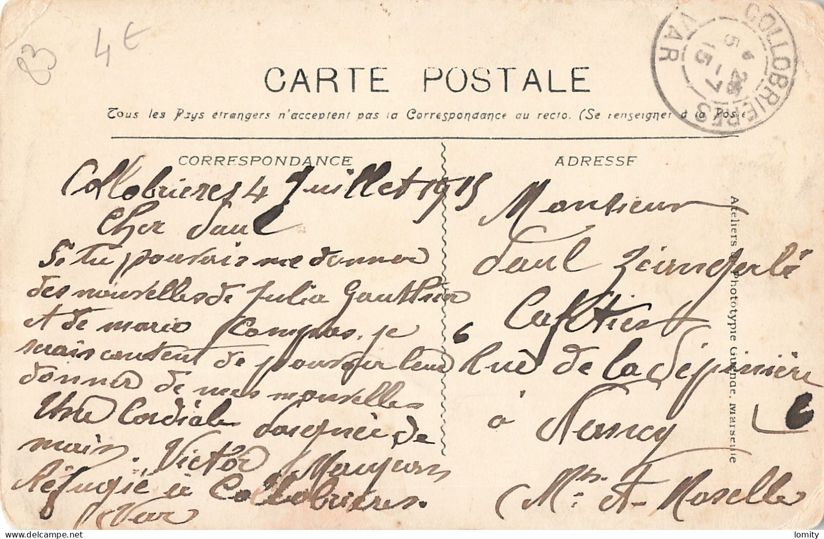 Destockage lot de 11 cartes postales CPA du Var Toulon Hyeres Tamaris Manteau Roquefavour
