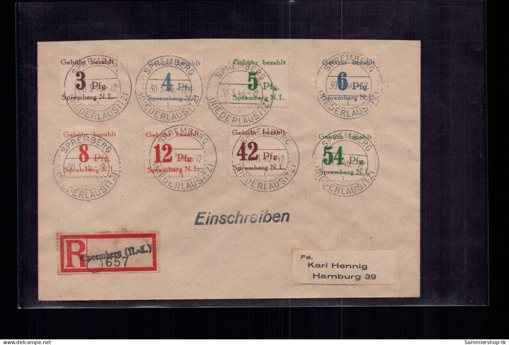 Deutsche Lokalausgaben Einschreiben Spremberg MiFr Nach Hamburg 1946 - Altri & Non Classificati