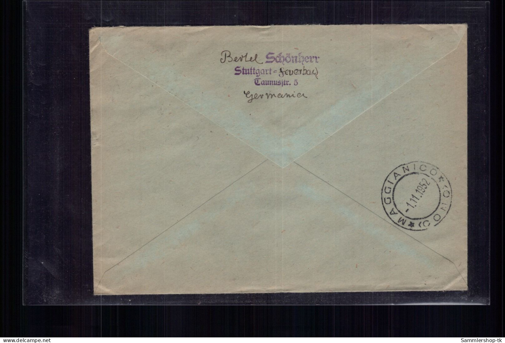 Bund Brief MiNr 159 - Helfer Der Menschheit - Stuttgart N. Italien 1952 - Other & Unclassified