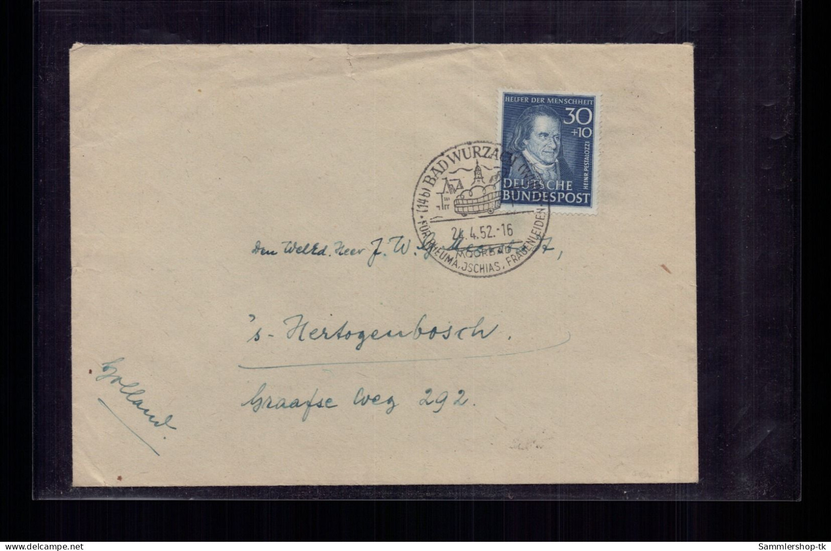 Bund Brief MiNr 146 - Helfer Der Menschheit - Bad Wurzach N. Holland 1952 - Sonstige & Ohne Zuordnung