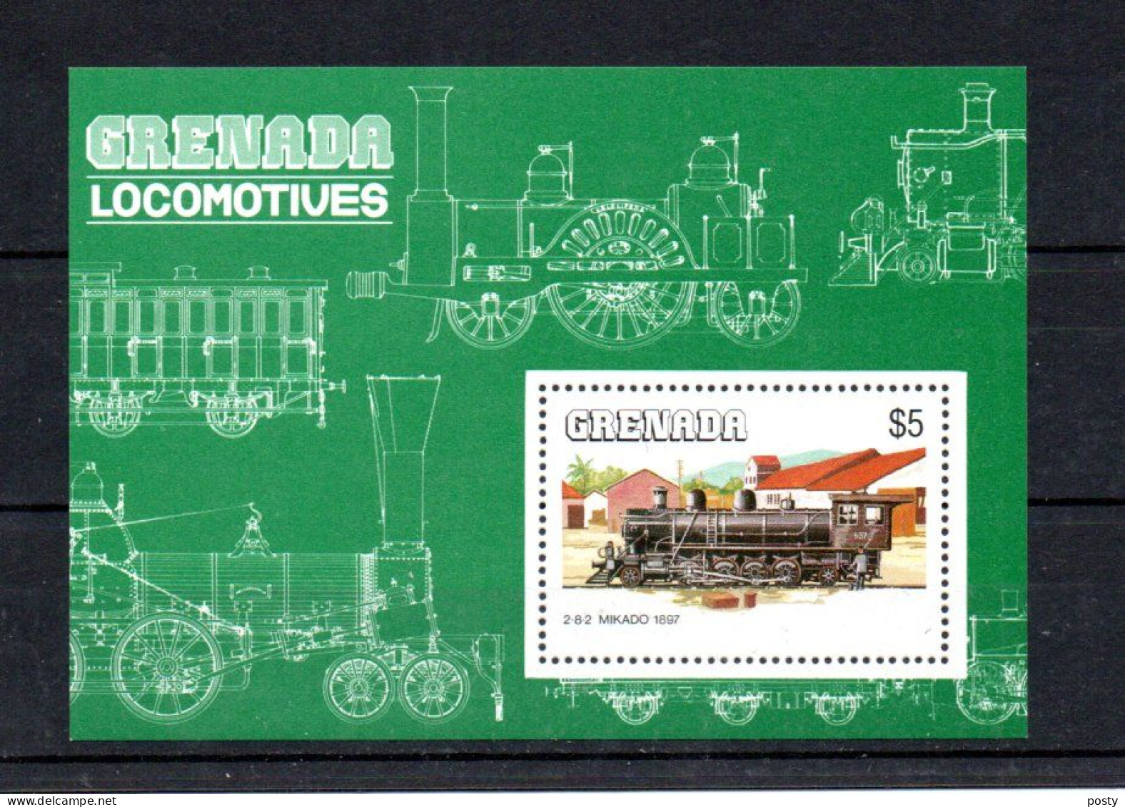 GRENADE - GRENADA - 1984 - B/F - M/S - TRAINS - RAILROAD - EISENBAHN - 2-8-2 MIKADO - - Grenada (1974-...)