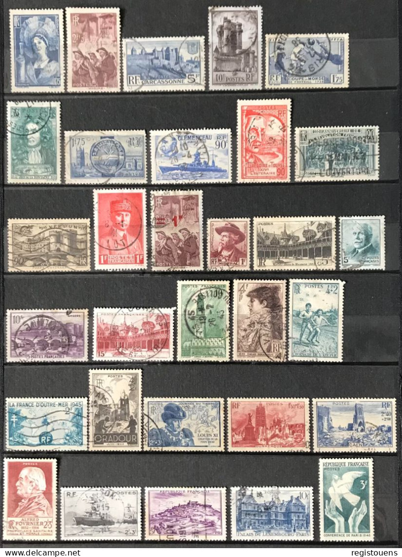 Lot De 93 Timbres Oblitérés France 1907 À 1949 - Autres & Non Classés