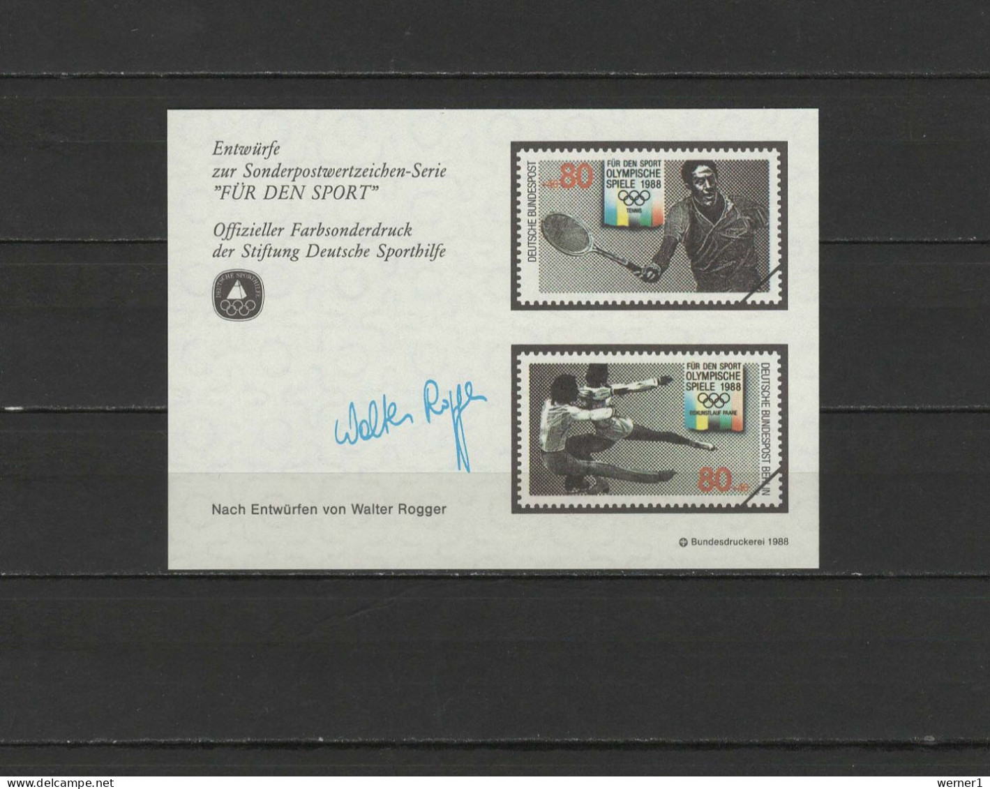 Germany 1988 Olympic Games Seoul / Calgary, Tennis Vignette MNH - Zomer 1988: Seoel