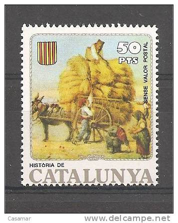 Siega Récolte De Blé Wheat Harvest Donkey Poster Stamp Vignette CATALUNYA Spain Label - Esel