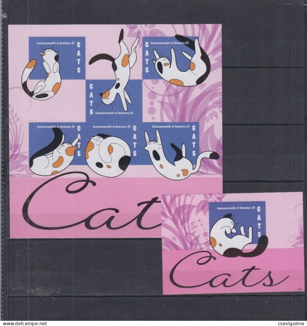 Dominica - 2013 - Cats - Yv 3595/00 + Bf 551 - Katten