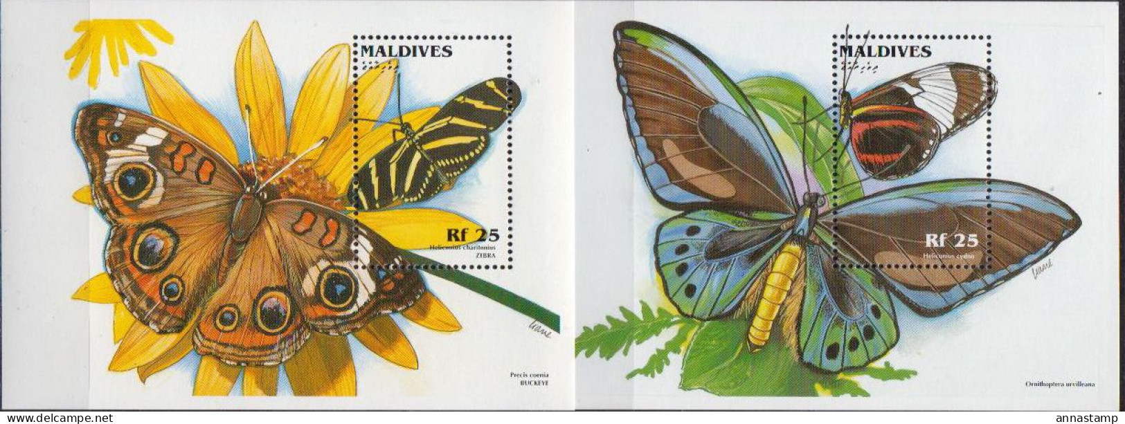 Maldives 2 MNH SSs - Mariposas