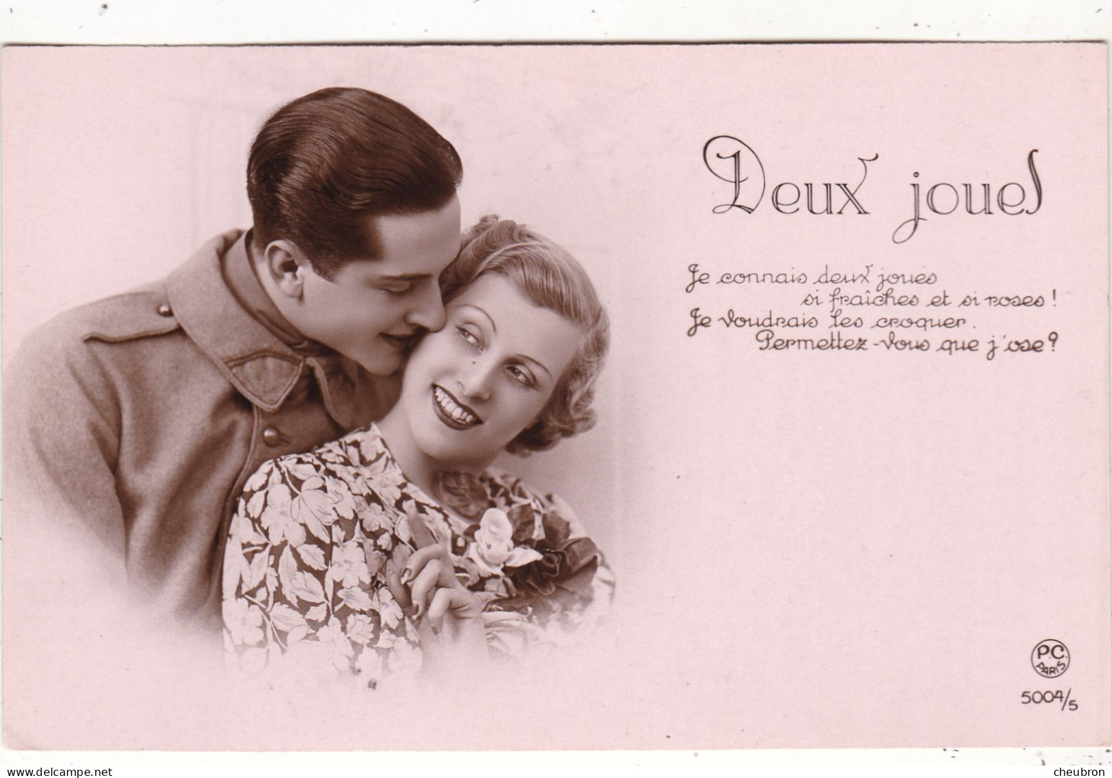 COUPLES. CPA FANTAISIE.BRILLANTE.  LOT  DE 2 CARTES. COUPLE " DEUX JOUES. DEUX EPAULES ".+ TEXTES NOV 38 ET FEV 1939 - Coppie