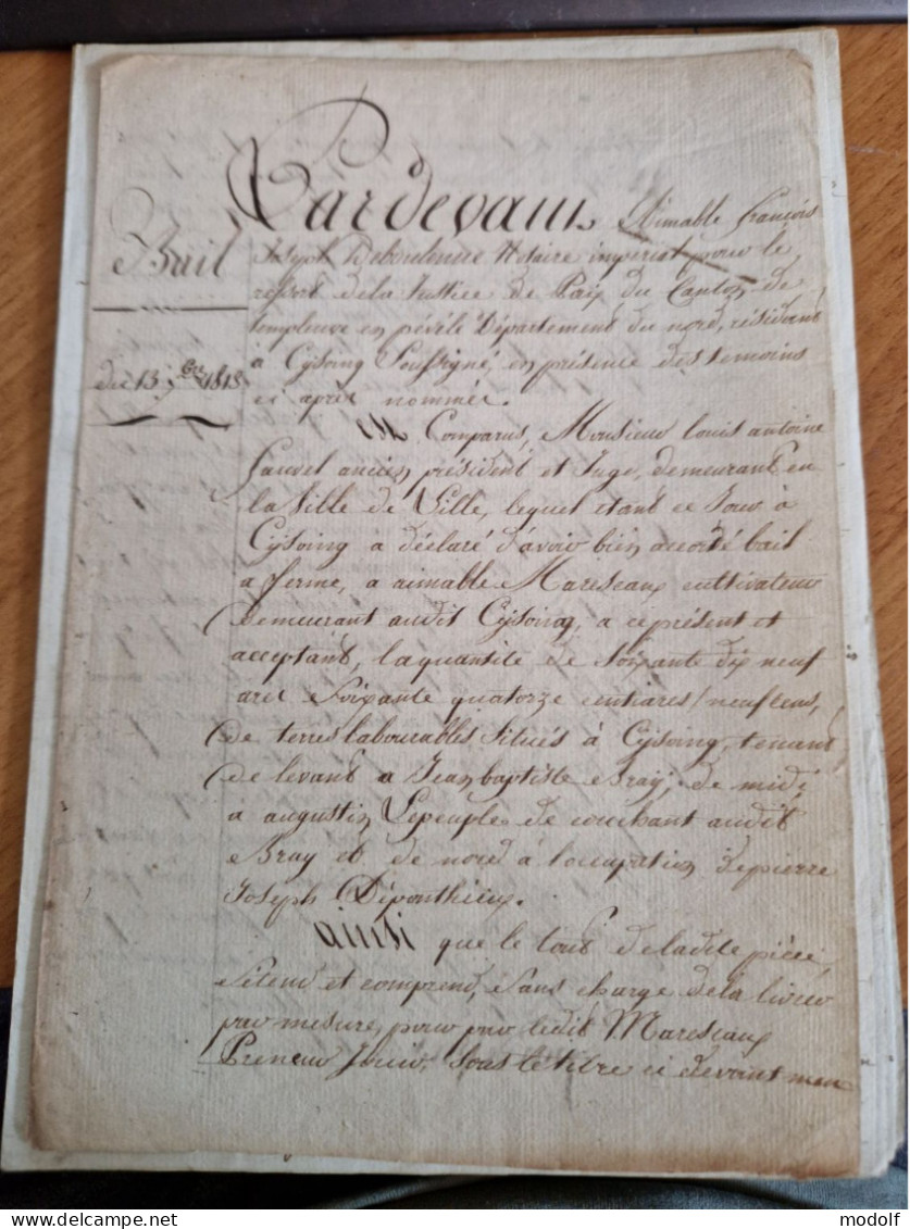 Lot De 4 Documents Notariaux De La Ville De Templeuve-en-Pévèle (Nord) Datés De 1813 - Manuscripten