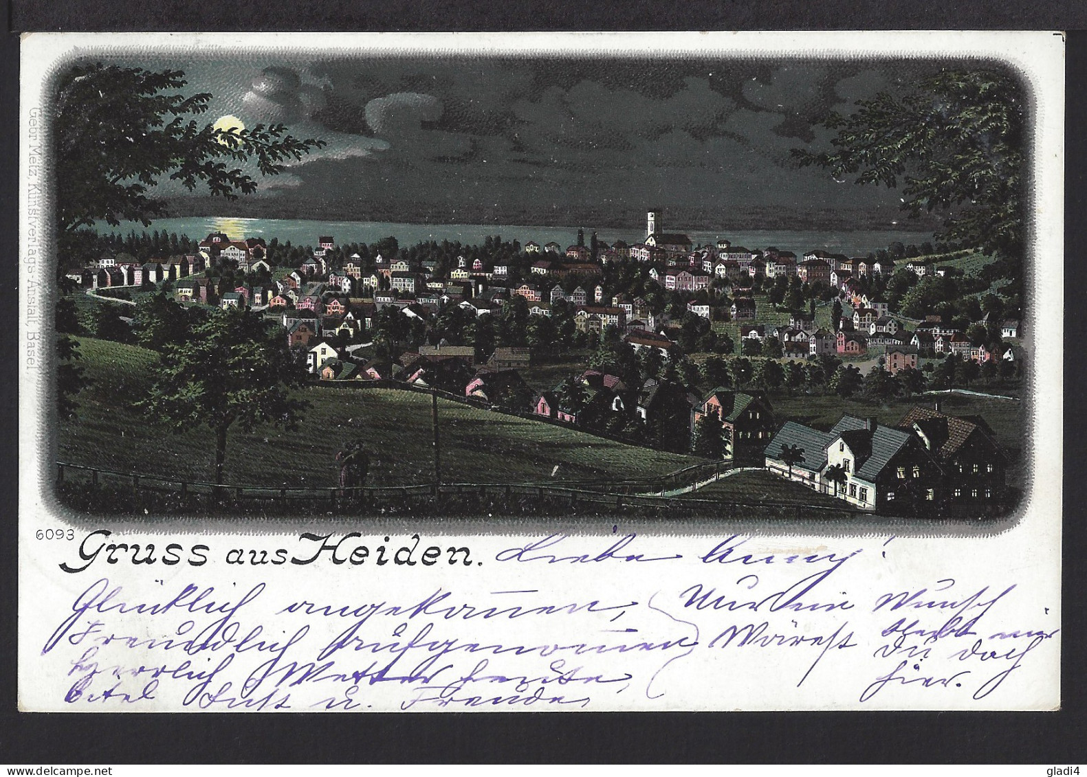 Gruss Aus Heiden - Nachtaufnahme - Mondschein - 1899 - Uralt - Autres & Non Classés