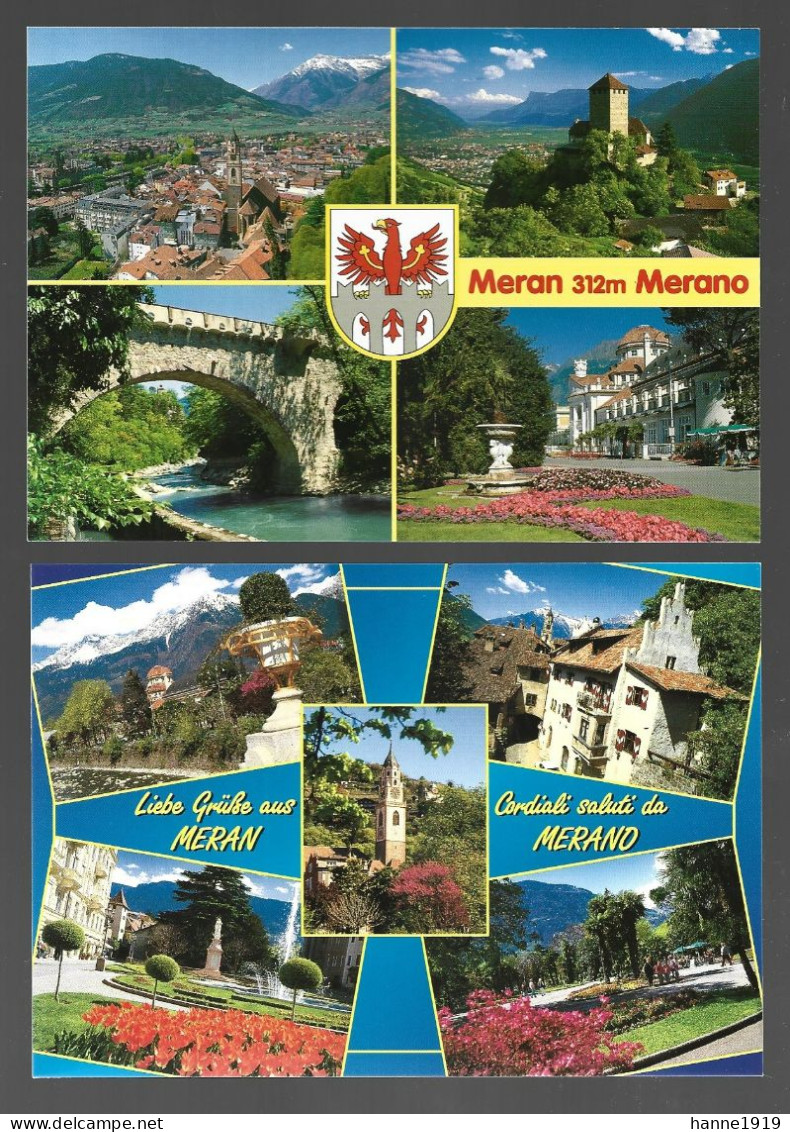 Meran Merano Sud Tirol Multivues Lot 2 Photo Cards Italia Htje - Merano