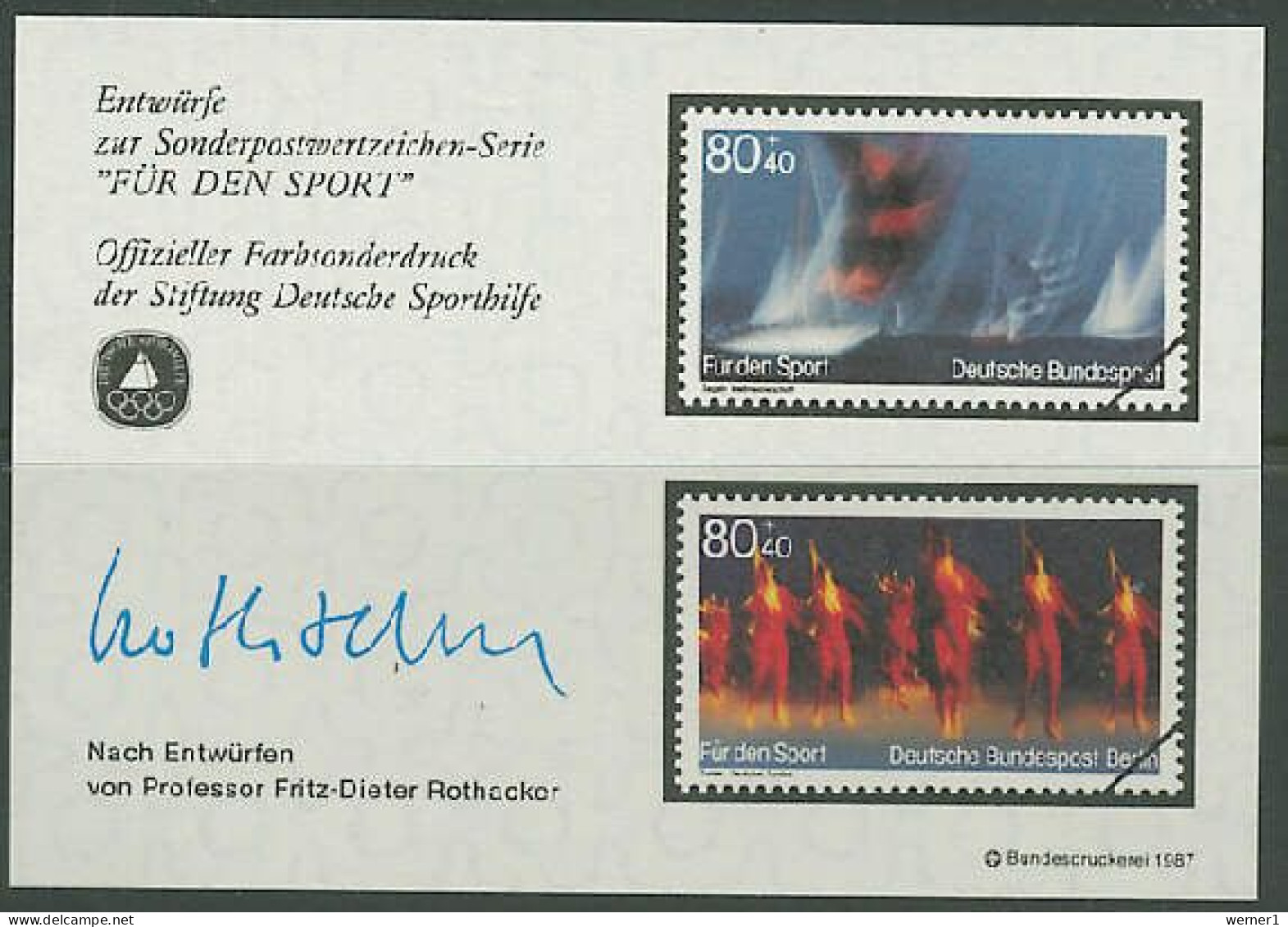 Germany 1987 Olympic Games, Sport, Sailing, Gymnastics Vignette MNH - Summer 1988: Seoul