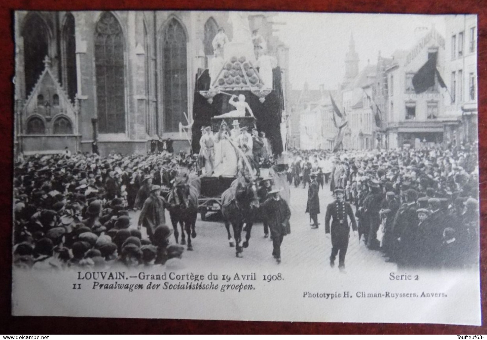 Cpa Louvain ; Grand Cortège Du 19.04.1908 - Praalwagen Der Socialistische Groepen - Leuven