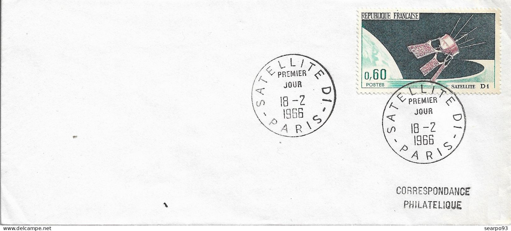 FRANCE. FDC. SATELLITE D1. 1966 - 1960-1969