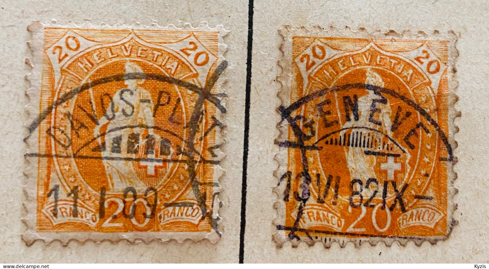 SUISSE - PAIRE - "HELVETIA "DEBOUT", TIMBRES OBLITÉRÉS - 1882-1904 - Used Stamps