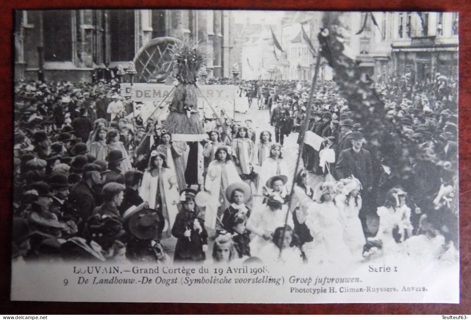 Cpa Louvain ; Grand Cortège Du 19.04.1908 - De Landbouw - De Oogst ( Symbolische Voorstelling ) Groep Jufvrouwen - Leuven