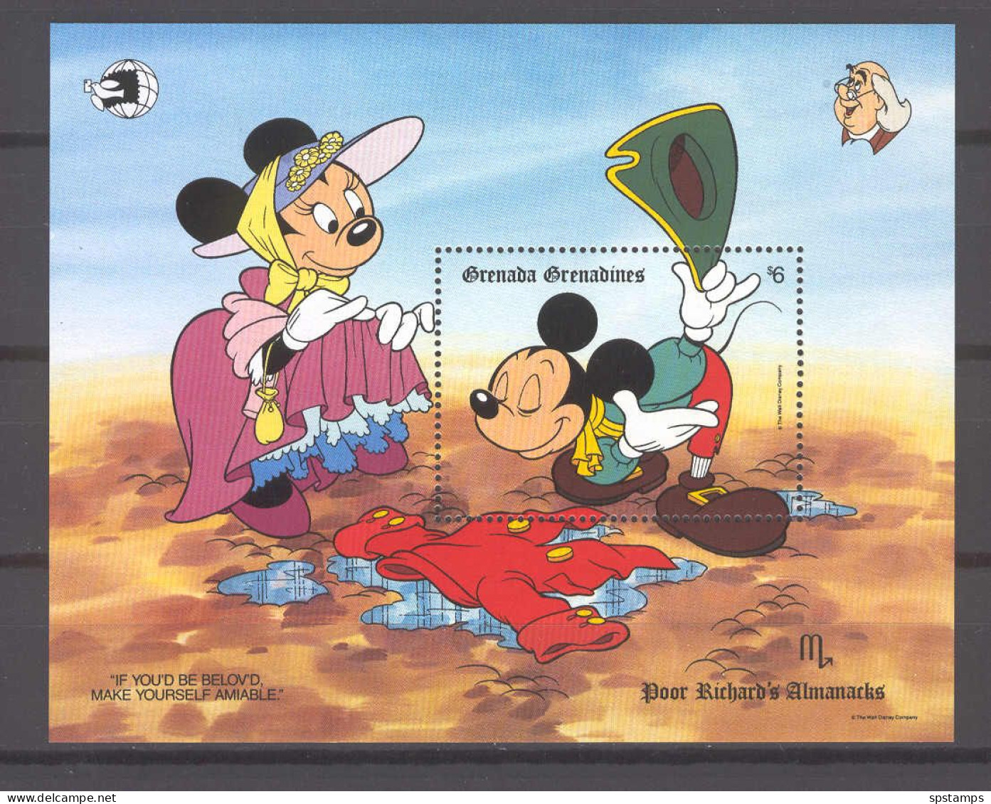 Disney Grenada Gr 1989 If You'd Be Belov'd Make Yourself Amiable MS MNH - Disney