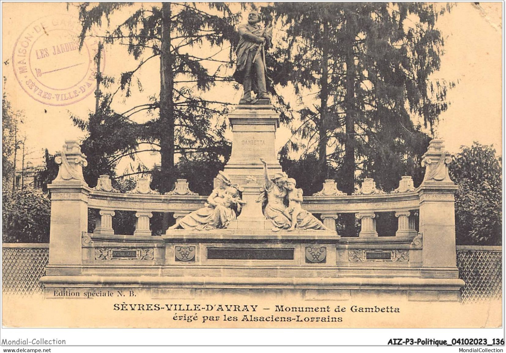 AIZP3-0274 - POLITIQUE - SEVRES - VILLE D'AVRAY - MONUMENT DE GAMBETTA - Non Classés