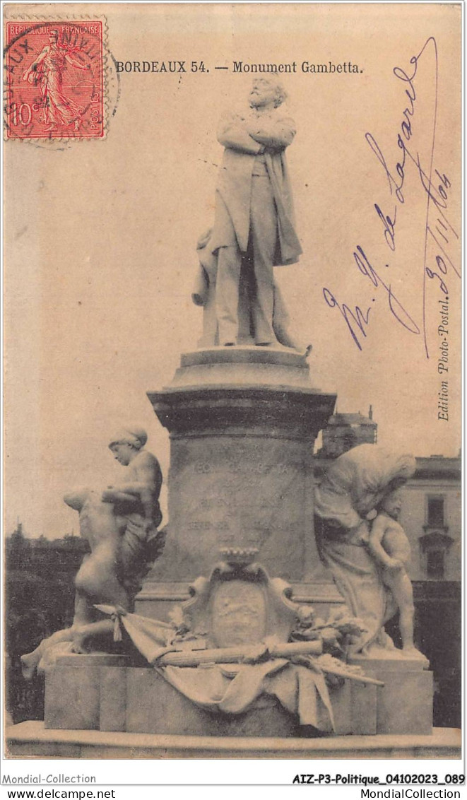 AIZP3-0251 - POLITIQUE - BORDEAUX - MONUMENT GAMBETTA - Non Classés