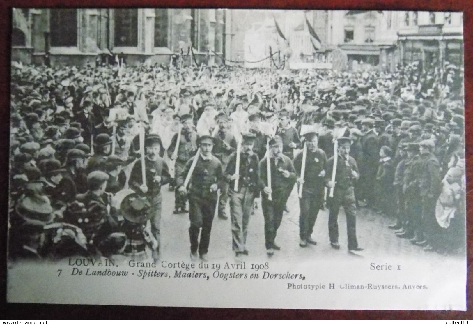 Cpa Louvain ; Grand Cortège Du 19.04.1908 - De Landbouw - Spitters , Maaïers , Oogsters En Dorschers - Leuven