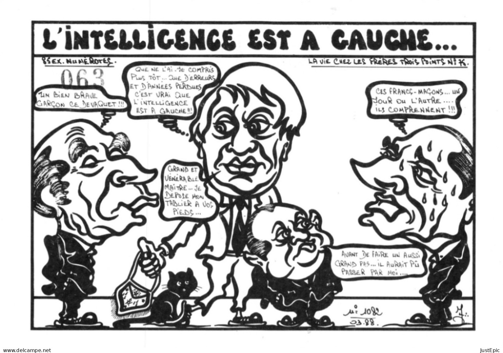 LARDIE Jihel Tirage 85 Ex. Caricature Politique MITTERRAND CHIRAC DEVAQUET  Franc-maçonnerie - Cpm - Satirical