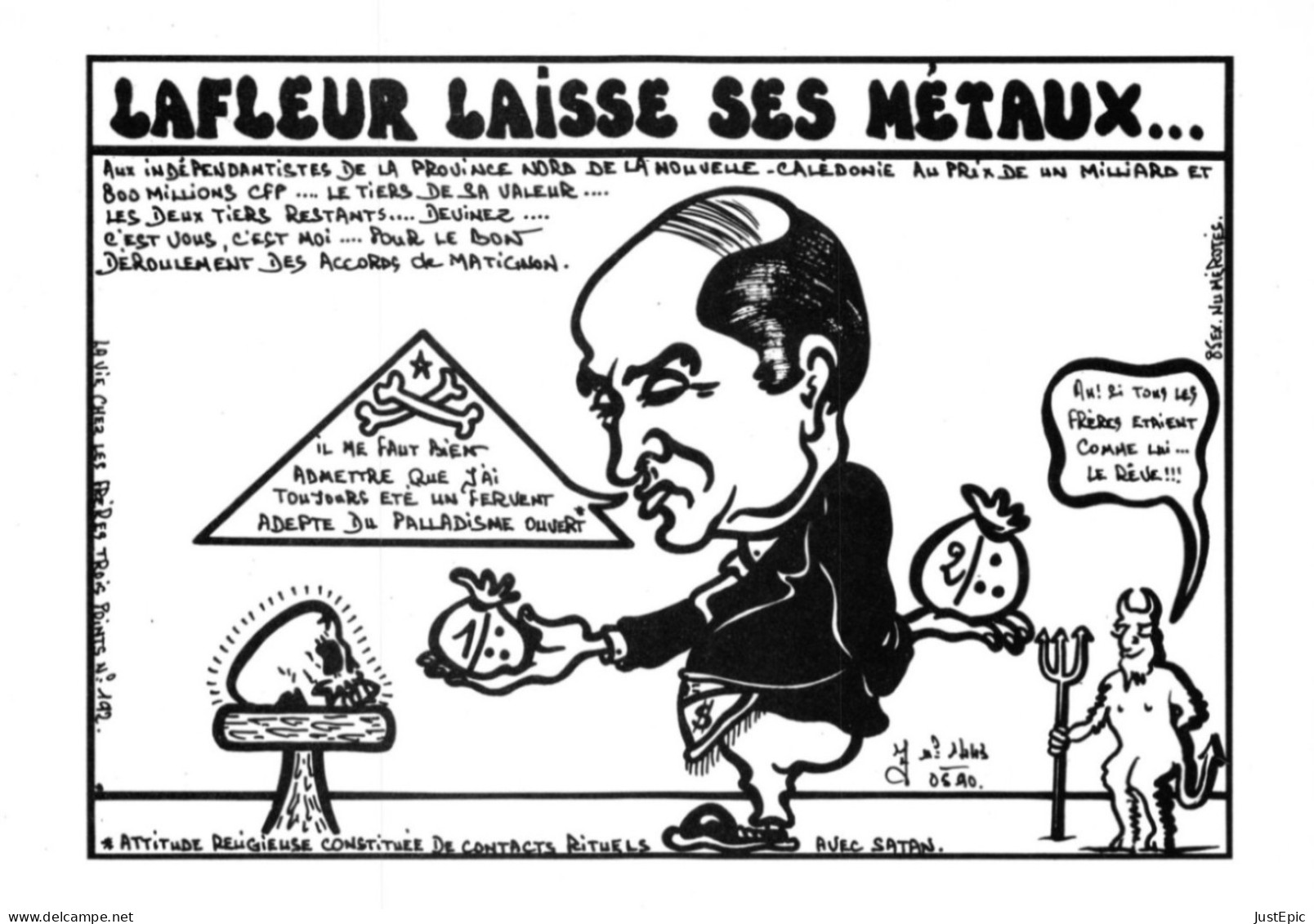 Nouvelle-Calédonie LARDIE Jihel Tirage 85 Ex. Caricature Politique Jacques LAFLEUR Franc-maçonnerie - CPM - Nouvelle-Calédonie