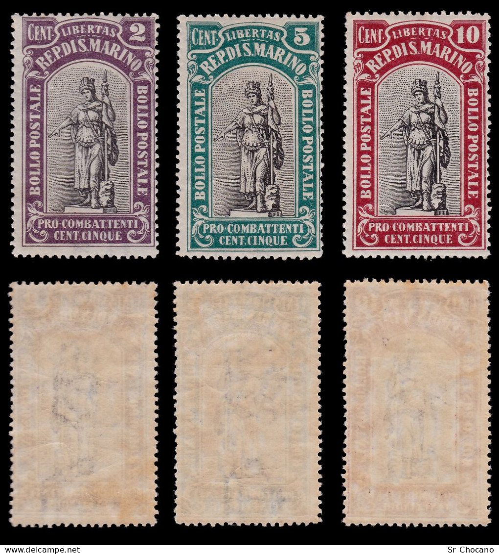 SAN MARINO SEMI-POSTAL STAMPS .1918.SCOTT B3-B11.NOS.MH - Unused Stamps