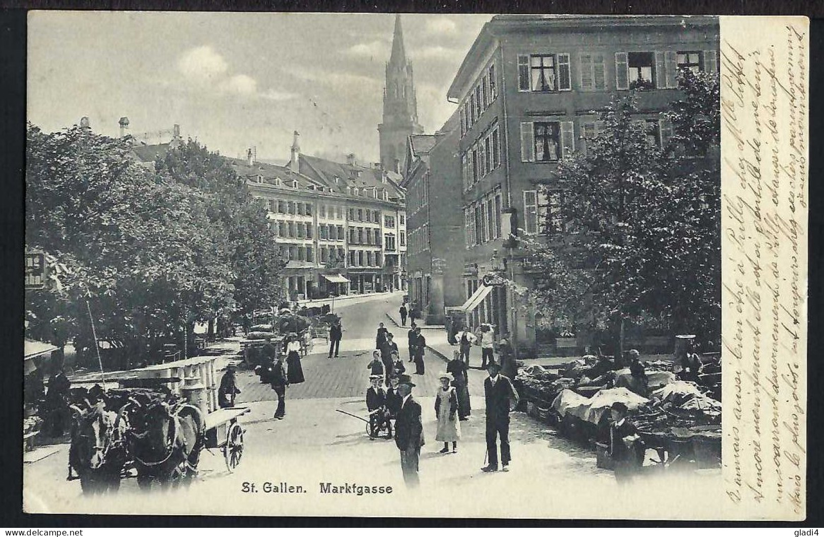 St.Gallen - Marktgasse - Pferdefuhrwerk - Belebt - 1905 - Sonstige & Ohne Zuordnung