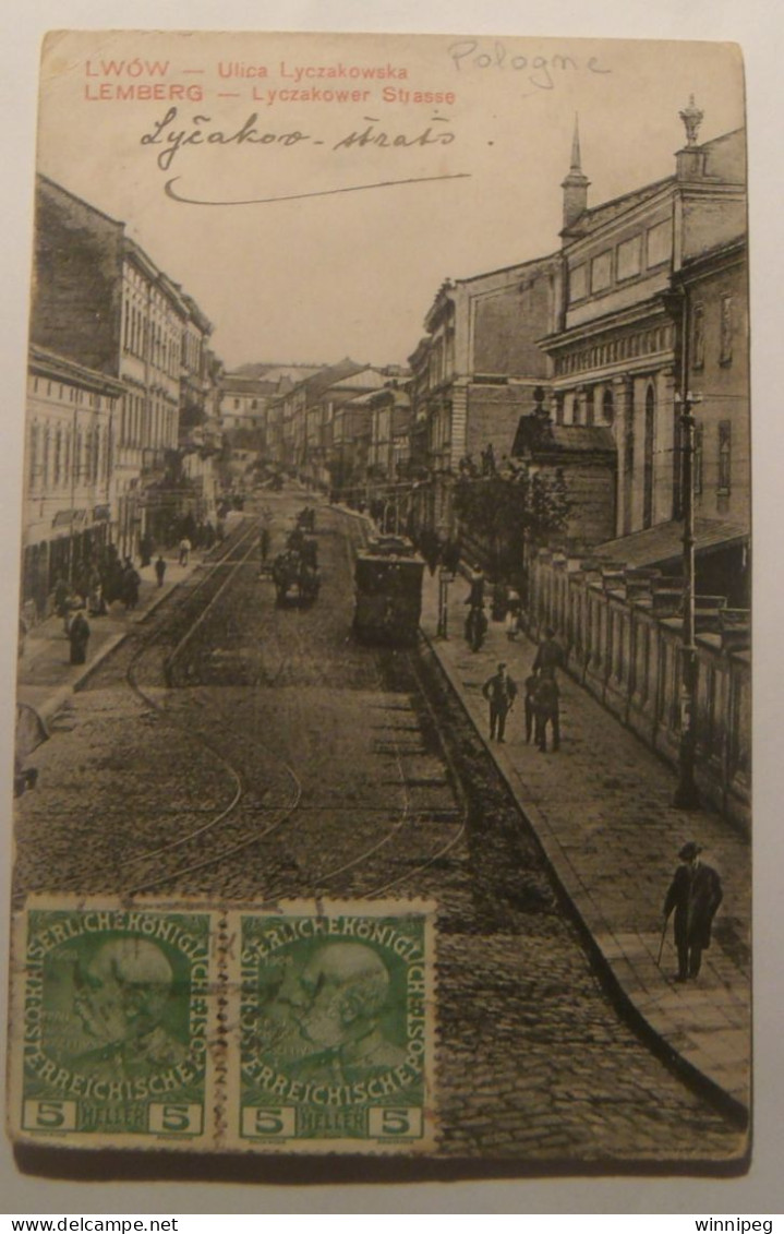 Lwow.Lemberg.Ulica Lyczakowska.Tramway.DG N.49.Esperanto.1913 To France. Poland.Ukraine. - Oekraïne