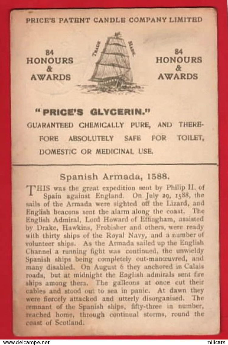 SPANISH ARMADA CRUSHED  1588  PRICES CANDLES ADVERT  - Guerra