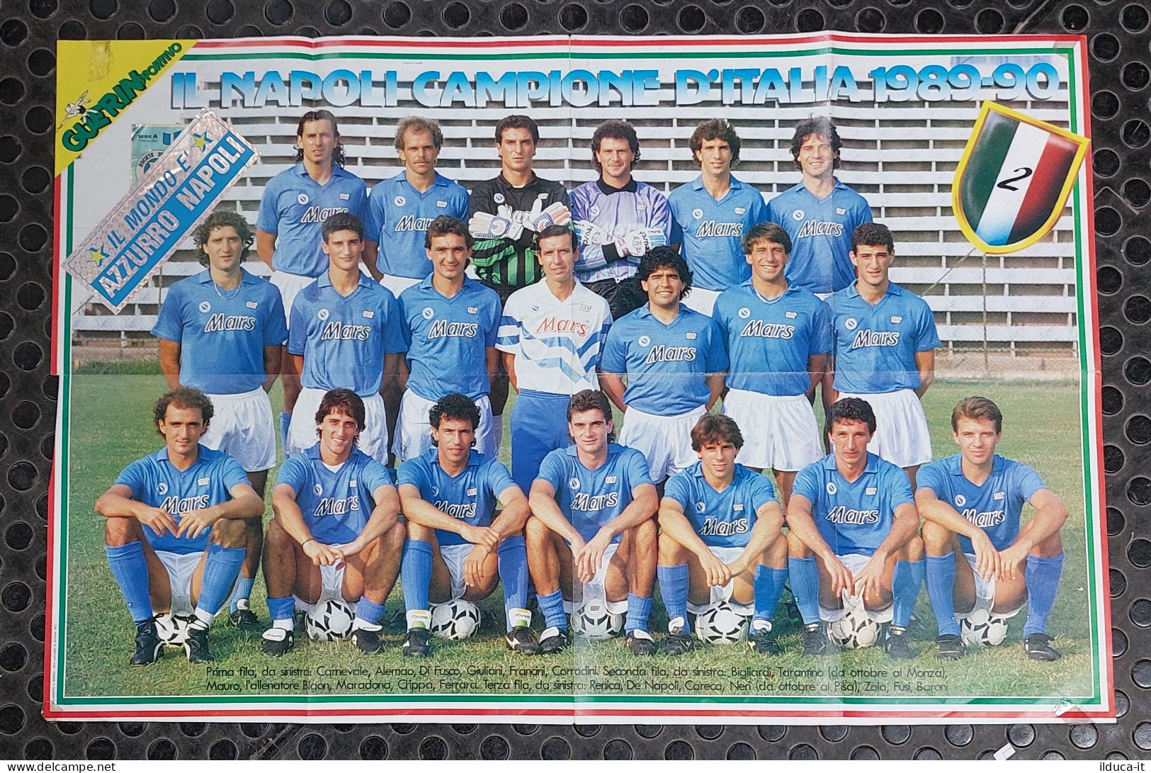 69727 37/ Poster Calcio - Scudetto Napoli Maradona - Coppa Italia Juventus 89/90 - Habillement, Souvenirs & Autres